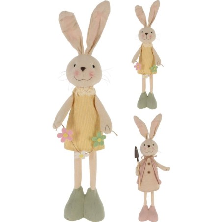 LAPIN DEBOUT ROSE JAUNE & ROSE H64CM ASS. les 2P