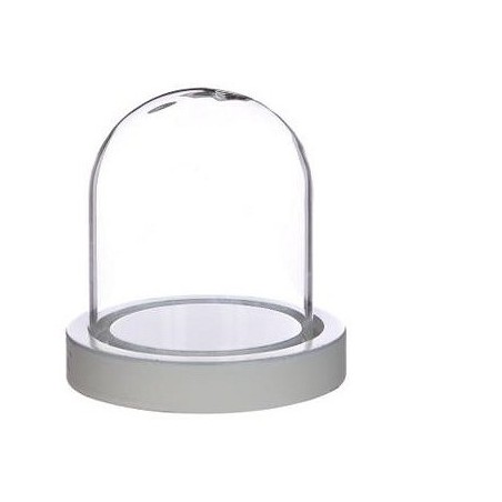 VERRE CLOCHE SUR PLATEAU BLANC Diam.10 H10CM/1P