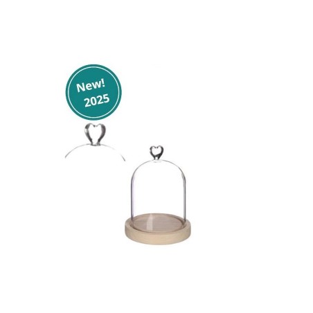 VERRE CLOCHE COEUR SUR BOIS 012 H16CM /1P