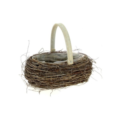 CORBEILLE OSIER OVAL ANSE BOIS 30X20CM 