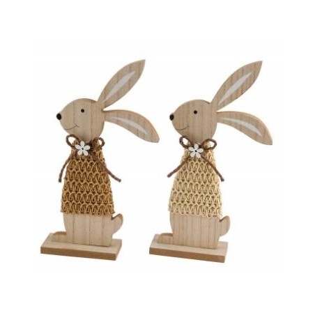 LAPIN BOIS RAPHIA H41.5CM ASS/2P