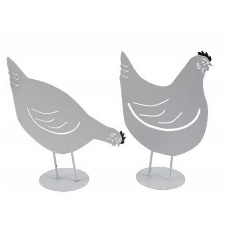 POULE METAL SUR SOCLE H30CM ASS/2P