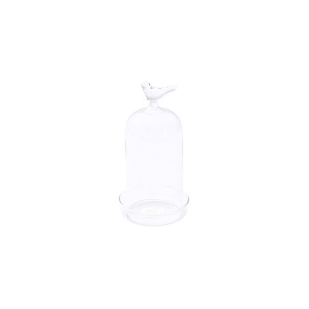 VERRE CLOCHE OISEAU  PLATEAU VERRE 08.5 H17.5CM /4P