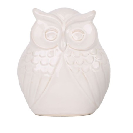 HIBOU VERNIS BLANC 11x7 H11.5CM les 4P