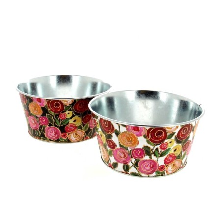 ZINC-COUPE ROSES PEINTES 019.5 H10CM les 6P