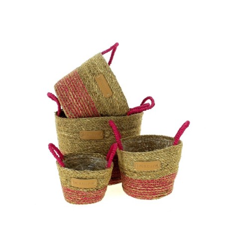 C.POT OSIER "nature"+ANSE FUSCHIA SET 4P