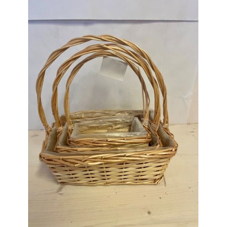CORBEILLE OSIER NATUREL RECTANGLE SET 3P