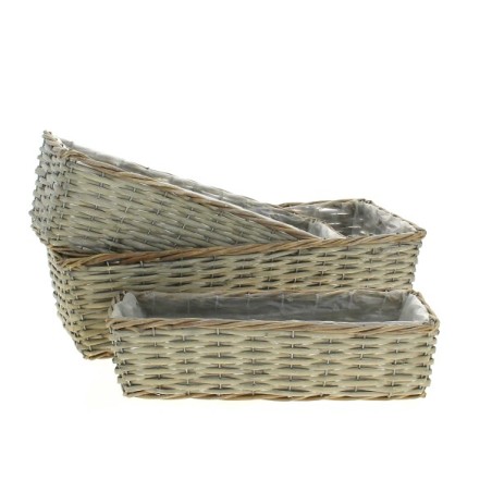 JARDINIERE OSIER GRIS BORD TRESSE SET 3P