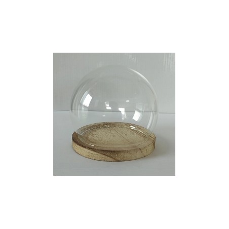 VERRE CLOCHE RONDE PLATEAU BOIS 010 H9CM /6P