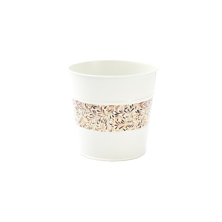 ZINC-POT BLANC BANDE FEUILLAGE 013 H12.5CM pièce
