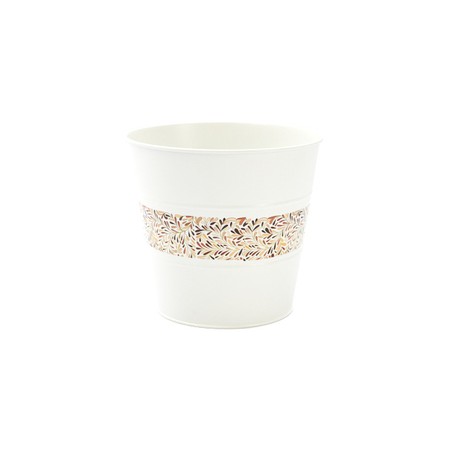 ZINC-POT BLANC BANDE FEUILLAGE 018 H16.5CM pièce
