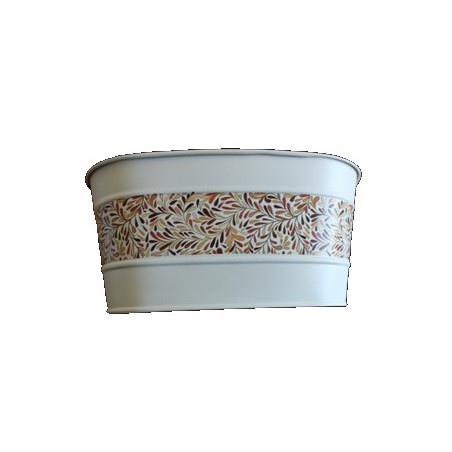 ZINC-JARDINIERE BANDE FEUILLAGE 22x13 H10.5CM /