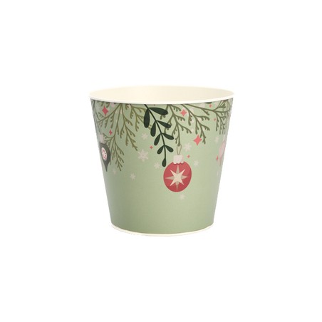 ZINC-POT VERT BOULES NOEL 018 H16.5CM les 8P