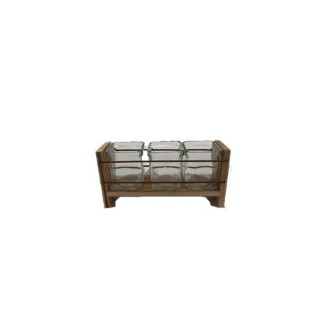 VERRE CUBE/3 SUPPORT BOIS à la pièce