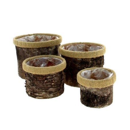 C.POT ECORCE +REBORD CORDE SET 4P