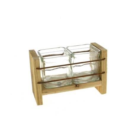 VERRE CUBE/2 SUPPORT BOIS à la pièce