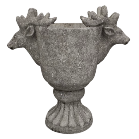 VASE CIMENT + CERF 31.5x17 H30CM à la pièce