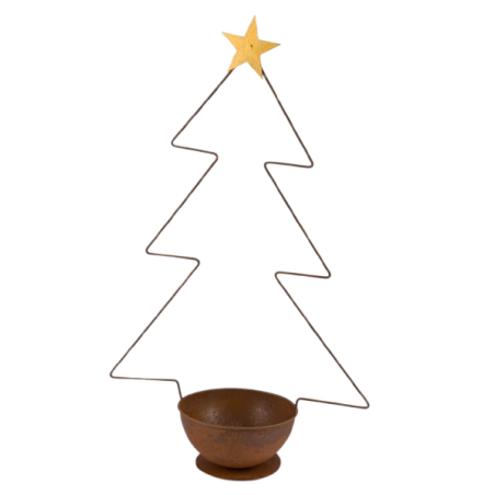 COUPE ET SAPIN ROUILLE 36x16 H59CM à la pièce
