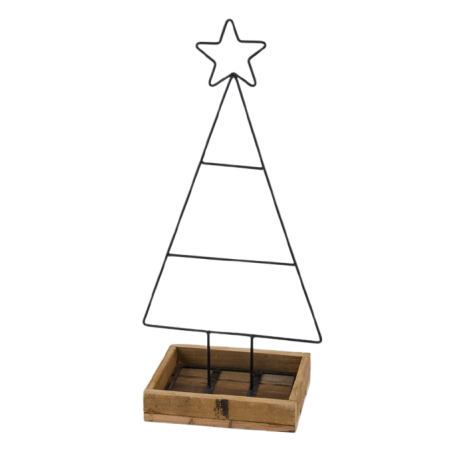 SAPIN NOIR DANS PLATEAU BOIS H66CM pièce