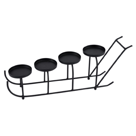 BOUGEOIR TRAINEAU METAL NOIR 52CM pièce