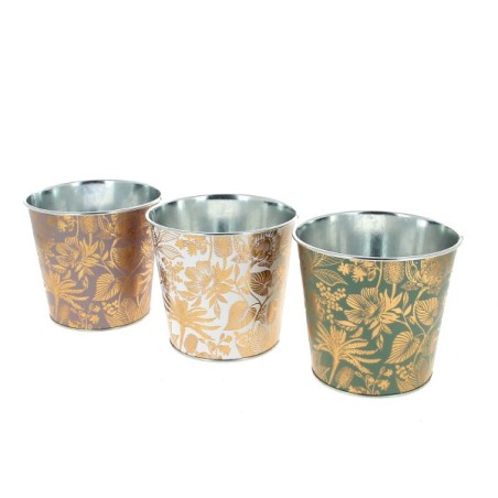 ZINC-POT FEUILLES DOREES 013.5 H12CM les 12P