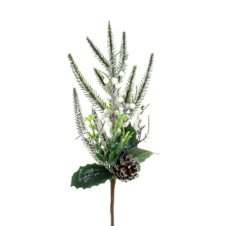 PIQUET DE NOEL "POMME DE PIN & BAIE GIVREE" les 12P