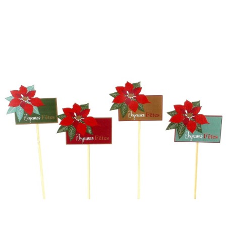 PIQUE POINSETTIA "JOYEUSES FETES" les 12P