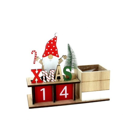 CALENDRIER BOIS AVEC POT 8x8 H8cm à la pièce