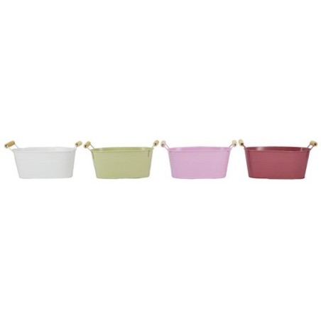 ZINC-JARDINIERE COULEUR+ANSE 26X12X11.5 les 8P
