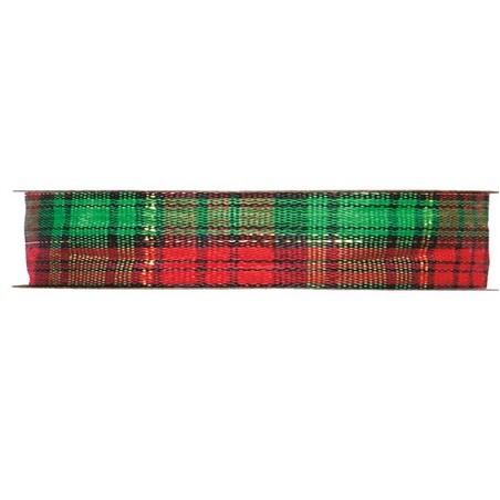 RUBAN FANTAISIE ECOSSAIS vert et rouge 25MM X 45M