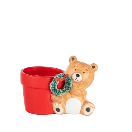 C.POT ROUGE OURS ASSIS 12.5CM H09CM les 8P