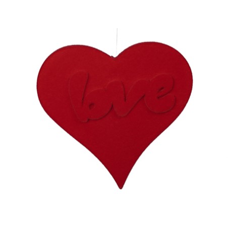 COEUR FLOQUE 30CM "LOVE" à la pièce