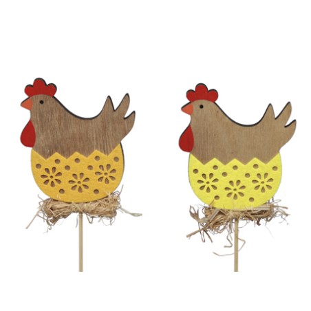 PIQUE POULE BOIS OEUF BRODE les 8P