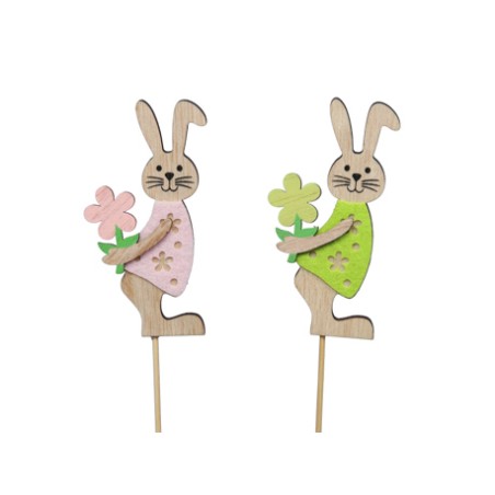 LAPIN BOIS "rose et vert" PIQUE les 10P