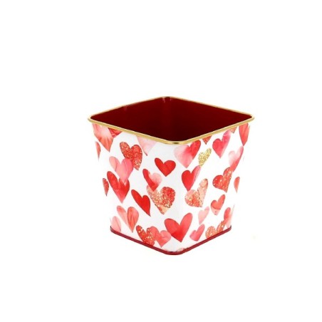 ZINC-C.POT BORD OR coeur 9.5X9.5 H09CM
