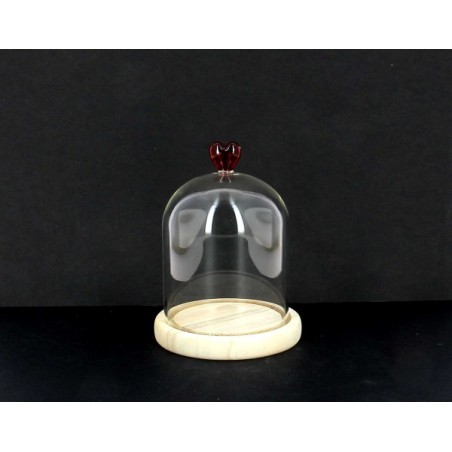 VERRE CLOCHE coeur rouge 010 H12CM