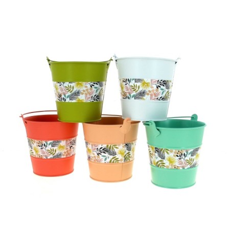 ZINC-SEAU FLEURI 013 H12.5CM les 12P