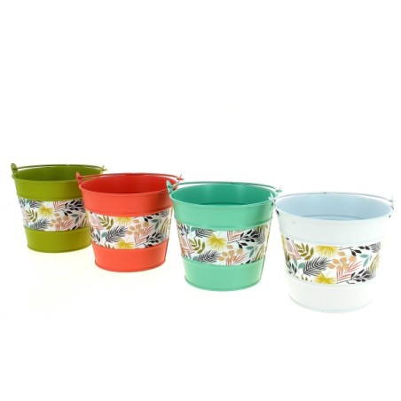 ZINC-SEAU FLEURI 011.5 H09.5CM les 12P