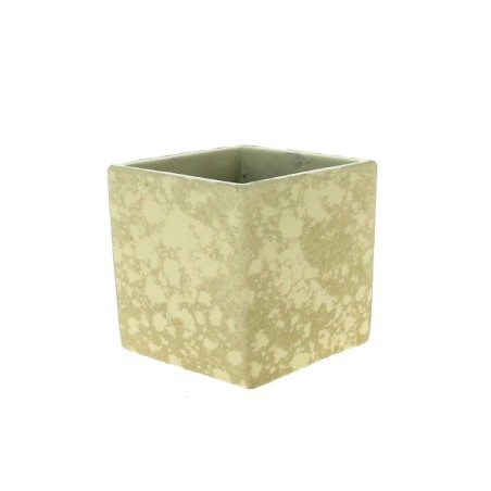 C.POT BEIGE TACHE 10.5X10.5 H10.5CM les 9P