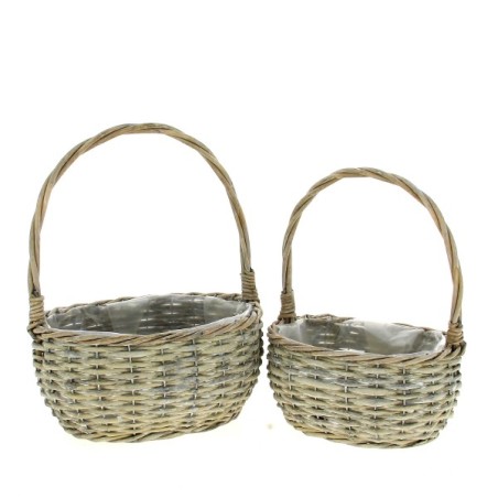 CORBEILLE OSIER GRIS OVAL SET 2P