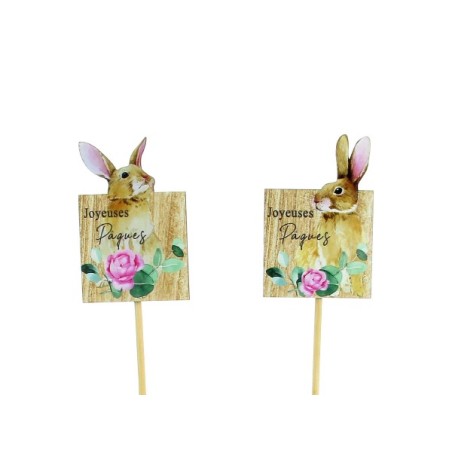 PIQUE BOIS CARRE Joyeuses Pâques les 12P