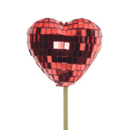 PIQUE COEUR ROUGE FACETTE 5.5 H50CM les 10P