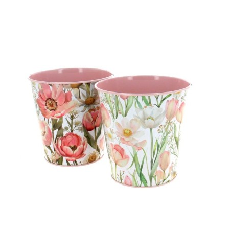 ZINC-POT FLEURS ROSE 015 H15CM les 12P