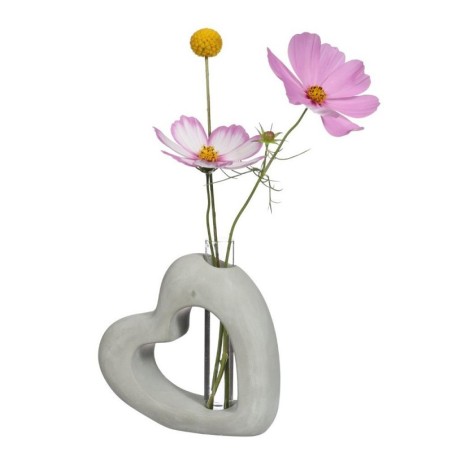 VERRE SOLIFLOR COEUR CIMENT H13CM les 6P