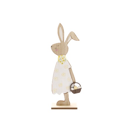 LAPIN BOIS ROBE JAUNE H40.5CM /6P