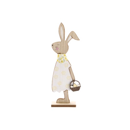 LAPIN BOIS ROBE JAUNE H30.5CM /6