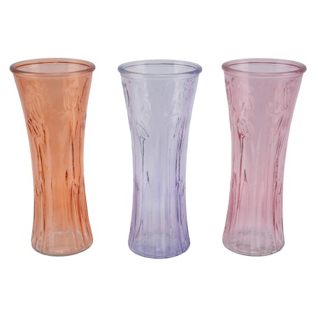 VASE VERRE VIOLET/ROSE/ORAN O12.5 H29CM /6P