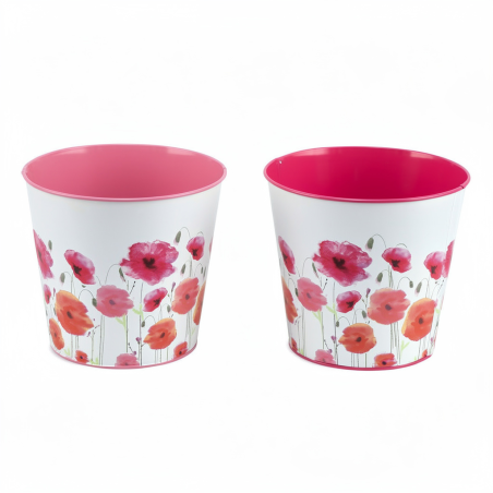ZINC-C.POT COQUELICOTS ASSORT ROSE/FUSH O13CM /16P
