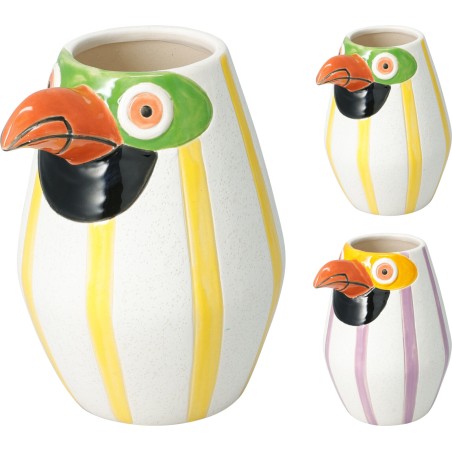 VASE OISEAU RAYE H17CM les 6P