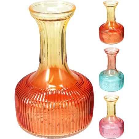 VERRE VASE COL BICOLORE ASSORT.les 6P